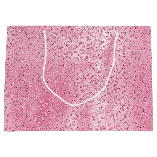 Hübsch Girly Sugar Pink Glitzer Leopard Große Geschenktüte (Vorderseite)