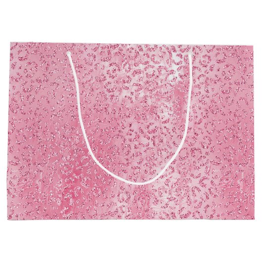Hübsch Girly Sugar Pink Glitzer Leopard Große Geschenktüte (Rückseite)