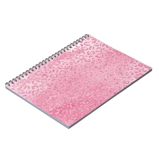 Hübsch Girly Sugar Pink Glitzer Leopard Notizblock (Linke Seite)