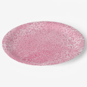 Hübsch Girly Sugar Pink Glitzer Leopard Pappteller (Schrägansicht)