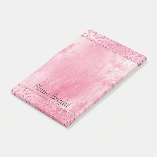 Hübsch Girly Sugar Pink Glitzer Leopard Post-it Klebezettel (angewinkelt)