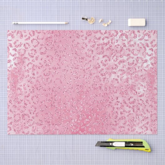 Hübsch Girly Sugar Pink Glitzer Leopard Seidenpapier (Handwerk)