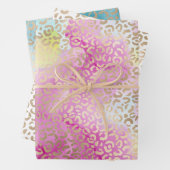 Hübsch Giro Aqua Pink Gelbe Goldleopard Printwerbu Geschenkpapier Set (Beispiel)