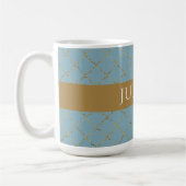 Hübsch Glacial Blue Gold Quatrefolie Personalisier Kaffeetasse (Links)