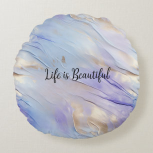 Hübsch Glam Gold Lila Pearl Weiße Blume Rundes Kissen