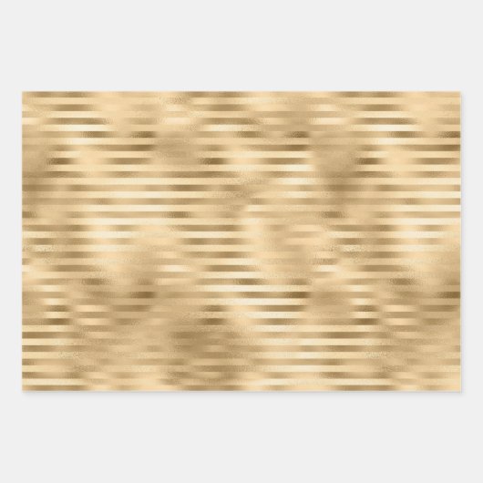 Hübsch Glam Gold Streifen Geschenkpapier Set (Vorderseite 3)