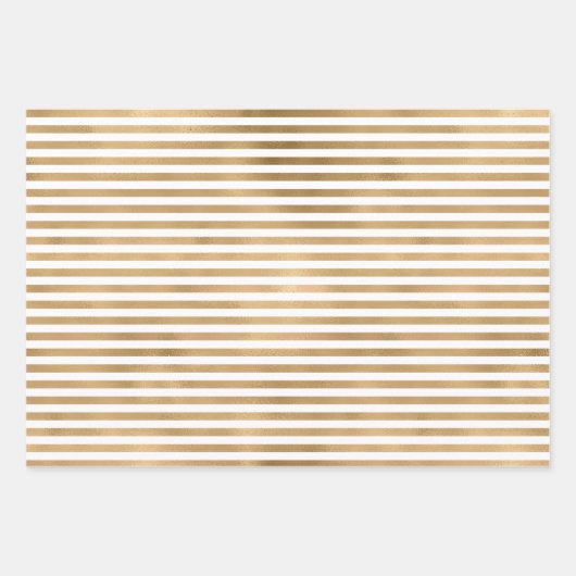 Hübsch Glam Gold Streifen Geschenkpapier Set (Vorderseite 2)