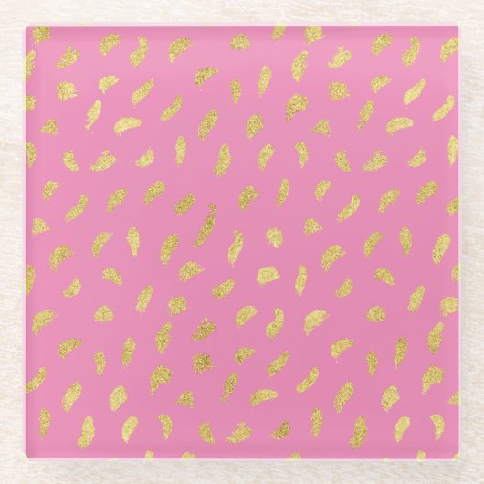 Hübsch Glam Pink Abstrakt Glasuntersetzer (Vorderseite)