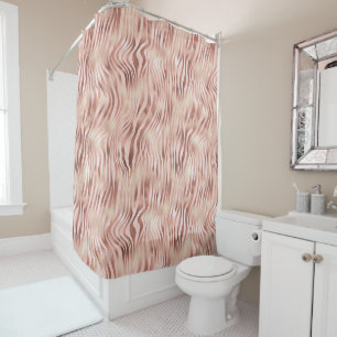 Hübsch Glam Pink Peach Rose Zebra Print Duschvorhang