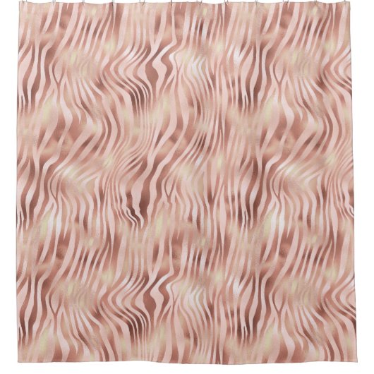 Hübsch Glam Pink Peach Rose Zebra Print Duschvorhang (Vorderseite)