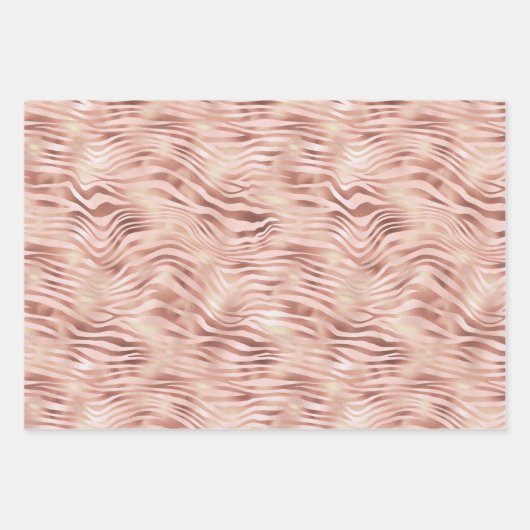 Hübsch Glam Pink Peach Rose Zebra Print Geschenkpapier Set (Vorderseite)