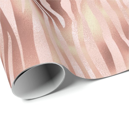 Hübsch Glam Pink Rose Zebra Print Geschenkpapier (Rolleneckpunkt)