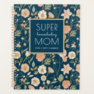 Hübsch Gold Floral Super Homeschooling Mama Navy Planer
