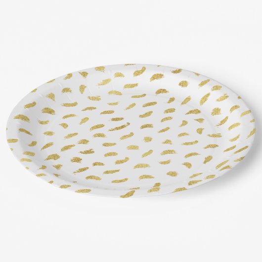 Hübsch Gold Glam White Abstrakt Pappteller (Schrägansicht)