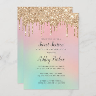 Hübsch Gold Glitzer Gradient Sweet 16 Geburtstag Einladung