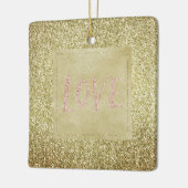 Hübsch Gold Glitzy Glitzer Weihnachten Pink Liebe Keramikornament (Links)
