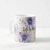 Hübsch Gold Lila Pearl Weiße Blume Kaffeetasse (Vorderseite Links)