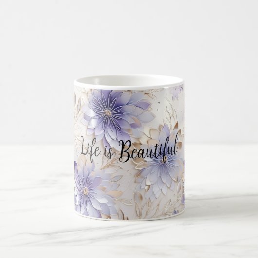 Hübsch Gold Lila Pearl Weiße Blume Kaffeetasse (Mittel)
