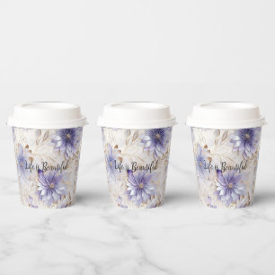 Hübsch Gold Lila Pearl Weiße Blume Pappbecher