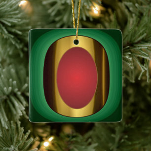 Hübsch Gold Rot Grün Keramik Ornament