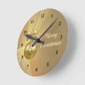 Hübsch Gold Shiny Christmas Bauble Graphic Runde Wanduhr (Winkel)