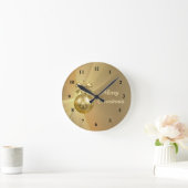 Hübsch Gold Shiny Christmas Bauble Graphic Runde Wanduhr (Zuhause)