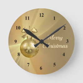 Hübsch Gold Shiny Christmas Bauble Graphic Runde Wanduhr