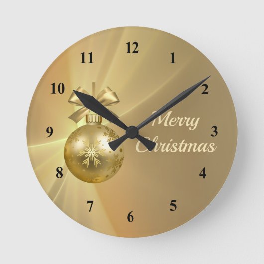 Hübsch Gold Shiny Christmas Bauble Graphic Runde Wanduhr (Vorderseite)