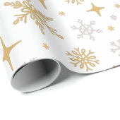 Hübsch Gold Silver Snowflake Weihnachtsgeschenk Geschenkpapier (Rolleneckpunkt)