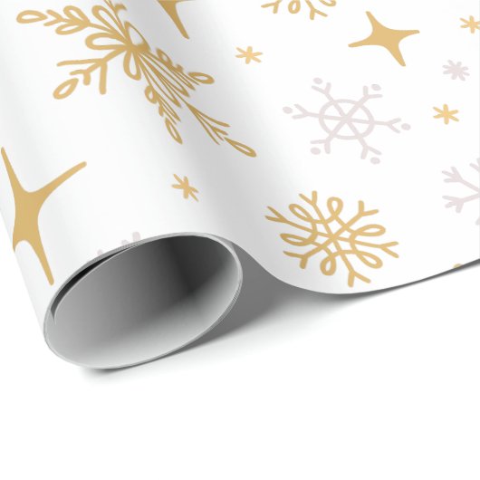Hübsch Gold Silver Snowflake Weihnachtsgeschenk Geschenkpapier (Rolleneckpunkt)