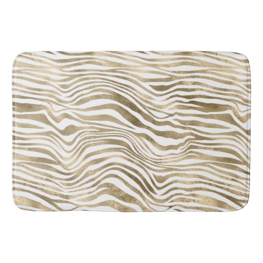 Hübsch Gold White Zebra Print   Badematte (Vorderseite)