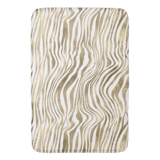 Hübsch Gold White Zebra Print   Badematte (Vorderseite Vertikal)