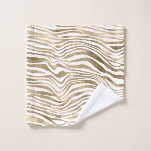 Hübsch Gold White Zebra Print        Badhandtuch Set (Waschlappen)