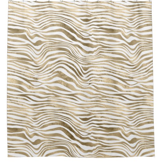 Hübsch Gold White Zebra Print     Duschvorhang (Vorderseite)