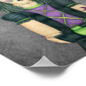 Hübsch Goth Girl Green Eyes Hat Tattoos Dark Gray Poster (Ecke)