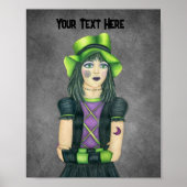 Hübsch Goth Girl Green Eyes Hat Tattoos Dark Gray Poster (Vorne)