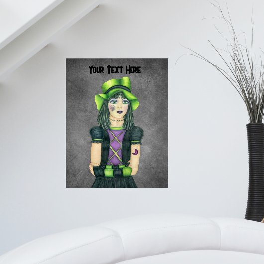 Hübsch Goth Girl Green Eyes Hat Tattoos Dark Gray Poster