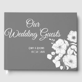 Hübsch Grau mit White Floral Wedding Gästebuch