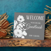 Hübsch Grau mit White Floral Wedding Gästebuch Fotoplatte (Seite)