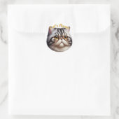 Hübsch Grau Tabby Persian Cat ・ Personalisiert Runder Aufkleber (Tasche)
