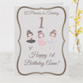 Hübsch Graurosa Ballerinas Prinzessin 1. Geburtsta Karte (Gelbe Blume)