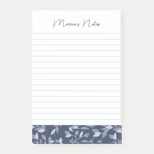 Hübsch Gray Florals Moderne Personalisierte Linde Post-it Klebezettel (Vorderseite)