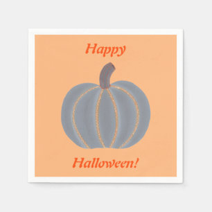 Hübsch Gray Pumpkin Orange Lights Halloween Napkin Serviette