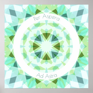 Hübsch Green Blue Per Aspera Ad Astra Motivierend Poster
