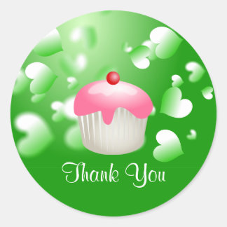 Hübsch Green Hearts Party Cupcake Danke Siegel Runder Aufkleber