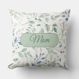 Hübsch Greenery Pillow Blue und Green Blätter MAMA Kissen