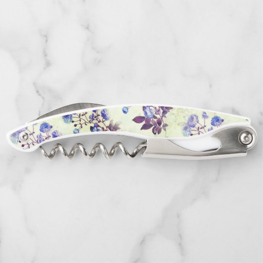 Hübsch grün mit Lila Blumenschrift Kellnermesser (Rückseite)