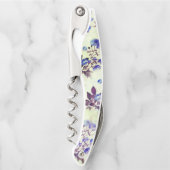 Hübsch grün mit Lila Blumenschrift Kellnermesser (Vorderseite)