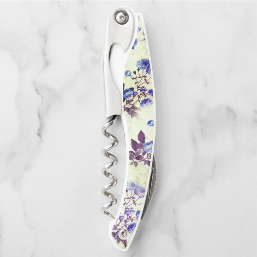 Hübsch grün mit Lila Blumenschrift Kellnermesser (Vorderseite)