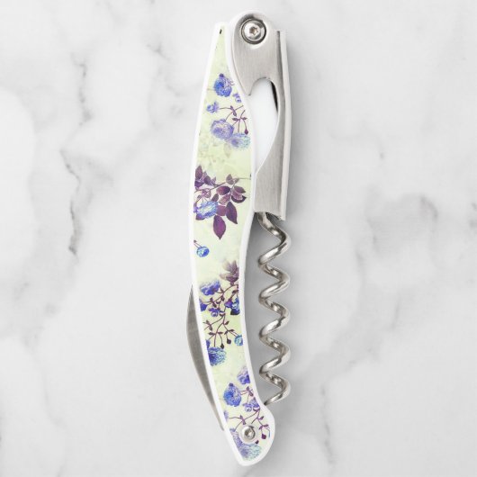 Hübsch grün mit Lila Blumenschrift Kellnermesser (Rückseite)